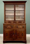 CIRCA 1830 WELSH OAK BOOKCASE CUPBOARD - twin glazed doors over four small drawers to the upper