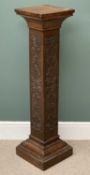 CARVED OAK TORCHERE STAND - 114cms H, 32cms W, 32cms D