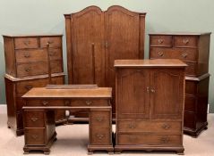 FINE EXTENSIVE POLISHED OAK BEDROOM SUITE - comprising two door wardrobe, 192cms H, 128cms W,