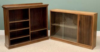 VINTAGE BOOKCASES (2) - an oak example, 113cms H, 128cms W, 34cms D and a mid-century type with