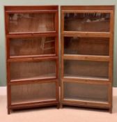 GUNN SECTIONAL STACKING BOOKCASE & ONE SIMILAR, four glass door sections to each, one bookcase