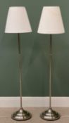 STANDARD LAMPS - a stylish modern chrome based pair, 154cms H with shades, E/T