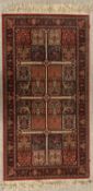 EASTERN RUG - red ground, sectional tree pattern, labelled 