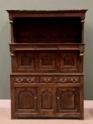 REPRODUCTION JOINED OAK WELSH TRIDARN - open canopy top over a centre section with three cupboard