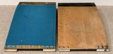VINTAGE GYMNASIUM EQUIPMENT - two wooden springboards labelled 