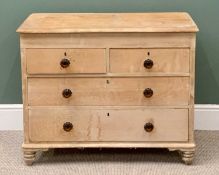 VINTAGE PINE CHEST of two short over two long drawers, 77cms H, 97cms W, 47cms D