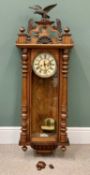 GUSTAV BECKER WALNUT CASED VIENNA WALL CLOCK with pendulum driven twin weight movement (pendulum and