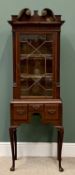 QUEEN ANNE STYLE NARROW DISPLAY CABINET with single astragal glazed door and the base with three