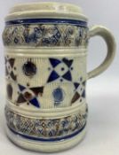 18TH CENTURY STYLE STONEWARE TANKARD, LARGE - 19cms tall