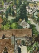 JIM RUSSELL RBA watercolour - townscape, labelled and provenance verso 'Fresnay Sur Sarthe', Sarah