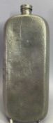 JAMES DIXON & SON BEATEN PEWTER OVERSIZE HIP FLASK - 1420 pattern with presentation inscription '