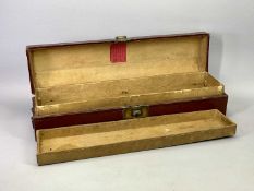 LEATHER DOME TOP CASE, 16cms H, 64cms W, 16cms D, metal side handles, interior tray, Chinese