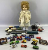 VARIOUS BOXED SCALE MODEL VEHICLES, vintage doll, scale model railway accessories, ETC.