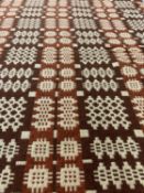 TRADITIONAL WELSH WOOLLEN BLANKET - with tassel ends, autumn browns and cream in colour, 190 x