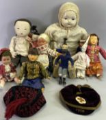 EFFANBEE VINTAGE BABY DOLL - with composite head and cloth body with various other dolls, ETC