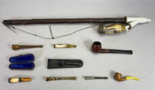 ANTIQUE & VINTAGE SMOKER'S AIDS - to include three various pipes and five cheroot/cigarette