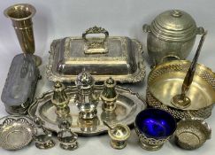 MIXED SILVER & EPNS WARE - to include a Birmingham hallmarked trumpet vase with loaded base, 15.5cms