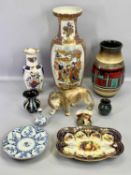 MELBA WARE LION, 15cms tall, West German vase, 30cms tall and other ornamental china items including