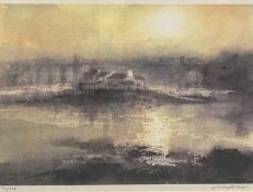 WILLIAM SELWYN limited edition print (75/300) - Ynys Gorad Goch with Menai Suspension Bridge in