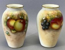 PAIR OF ROYAL WORCESTER BALUSTER VASES, 'Fallen Fruit' pattern signed Roberts, shape number G461,