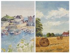 JULIAN BROWN watercolour - Tenby Harbour scene, signed in pencil, 13 x 19cms and an unsigned oil