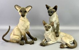 COUNTRY ARTIST MODEL OF A PAIR OF SIAMESE CATS and another similar model, 24cms the tallest