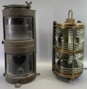 METEORITE COPPER SHIP'S MASTHEAD DOUBLE LAMP, no. 168114, 53cms high, and a bronze cased nautical