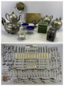 JAMES DIXON PEWTER TEAPOT AND COFFEE POT of bullet form, Staffordshire 'The Cube' teapot, mixed