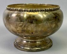 CIRCULAR SILVER ROSE BOWL - Birmingham 1927, Maker William Neale Ltd, beaded rim, bulbous form