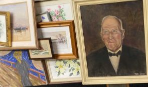 PAINTINGS & PRINTS ASSORTMENT - a portrait of a gentleman After PETER LEWIS, C MARTIN-ROFFEY