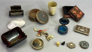 ANTIQUE & LATER BOXES & COLLECTABLES - to include an inlaid tortoiseshell evening purse, 10.5cms