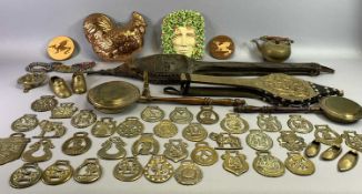 CARVED OAK BELLOWS, EASTGATE HOUSE - embossed brass bellows, various other brasses, ETC