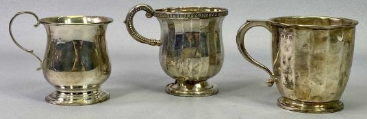 BIRMINGHAM SILVER CHRISTENING MUGS (3) - to include a ribbed form example with decorative rim and