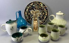 VILLEROY & BOCH INTARSIA PATTERN SERVING PLATE, 30cms dia., Bourne Denby coffee pot, sugar basin and