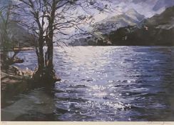 ALED PRICHARD JONES coloured limited edition (5/75) print - 'Llyn Gwynant', signed in full,