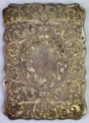 SILVER CALLING CARD CASE - of floral scrolled form, Birmingham 1872, 2.5ozt, Maker Robert