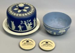 WEDGWOOD TYPE JASPERWARE CHEESE DOME - the body decorated with a continuous band of classical
