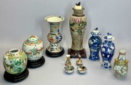 AMENDED DESCRIPTION; CHINESE WUCAI PORCELAIN GU-SHAPED VASE - 6 CHARACTER WANLI MARK- 23.5cms H-
