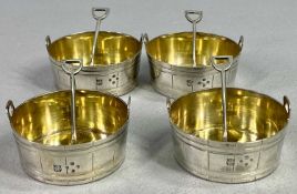 CASED VICTORIAN SILVER 8 PIECE TABLE SALTS SET - London 1870, Maker Hirons, Plante & Co, set