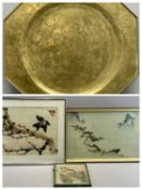 UY-LI VIETNAMESE WATERCOLOUR - flying bird by tree in blossom, signed and with label verso, 51 x