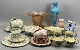 17 PIECE MINTON HADDON HALL PART TEA & DINNER SERVICE, Poole pottery hand painted hearts teaset, Art