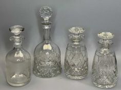 YUGOSLAVIAN MALLET SHAPED CUT GLASS DECANTER & STOPPER - 31cms H, a pair of circular cut glass