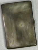 GEORGE VI RECTANGULAR SILVER CIGARETTE CASE - engine turned decoration, Birmingham 1946, Maker W H
