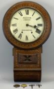LATE 19TH CENTURY INLAID WALNUT CASED DROP DIAL WALL CLOCK - the dial signed 'Needham, London