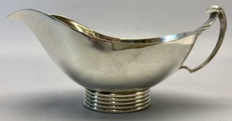 SILVER SAUCE BOAT - of Art Deco design, Sheffield 1940, Maker James Dixon & Sons, 8.5cms H, 18cms L,
