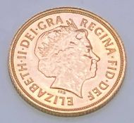 QUEEN ELIZABETH 2018 FULL GOLD SOVEREIGN - 8grms