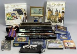 HARRY POTTER COLLECTABLES - to include boxed wands, two 3D puzzles, wizard figurine, playing