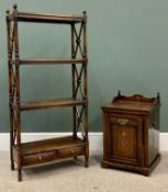 EDWARDIAN ROSEWOOD & INLAID COAL BOX with fall front, 58cms H, 39cms W, 38cms D and a REPRODUCTION