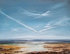 HAYLEY HUCKSON oil on board - 'Aberthaw Beach', 44 x 50cmsComments: framed in light oak