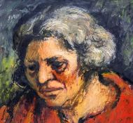 GEORGE CHAPMAN mixed media - head portrait of a lady, 38 x 42cms